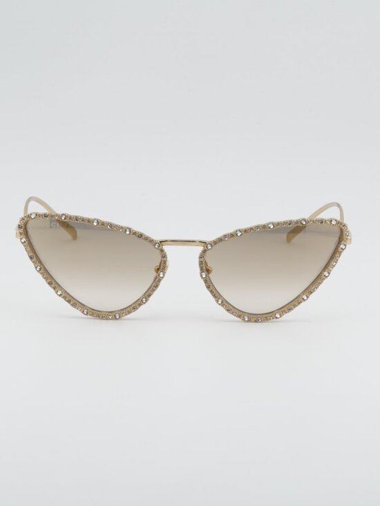 Gucci GG1569S 003 Sunglasses Gold with White Stone Cat Eye  display picture 1